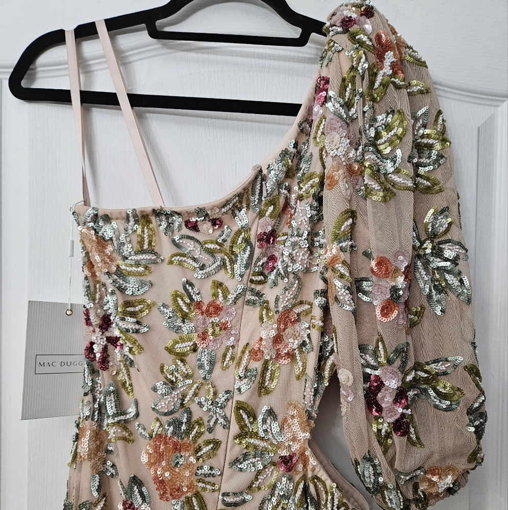 Mac Duggal One Shoulder Floral Embellished Gown SZ 8 NWT - Picture 10 of 15
